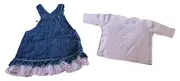 Vorschaubild 3 von Baby Mädchen Jeanskleid Latzkleid Set Langarmshirt Blau Rosa Gr. 56