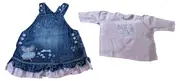 Vorschaubild 2 von Baby Mädchen Jeanskleid Latzkleid Set Langarmshirt Blau Rosa Gr. 56