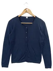 Vorschaubild 1 von Damen Strickjacke Gr. 36/S Blau Klassisch Knopfleiste Langarm