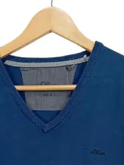 Vorschaubild 4 von Herren Pullover V-Ausschnitt Langarm Blau Gr. 48/M