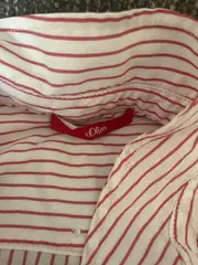 Vorschaubild 2 von Hemdbluse Damen Gr. 36 Weiß Rot Gestreift Viskose Casual