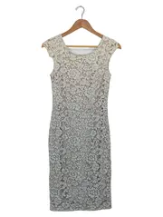 Vorschaubild 1 von Cocktailkleid Damen 34/XS Beige Elegant Spitze Blumenmuster