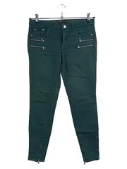 Vorschaubild 1 von Damen Jeans Slim Fit Gr. 38 W29 Grün Reißverschluss-Details Stretch