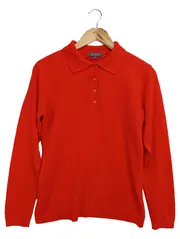 Vorschaubild 1 von Pullover Damen Gr. 40/L Rot Klassisch Casual Langarm Polo-Kragen