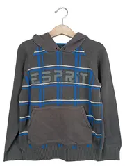 Vorschaubild 1 von Kapuzenpullover Hoodie Grau Kariert Schriftzug Gr. 116/122