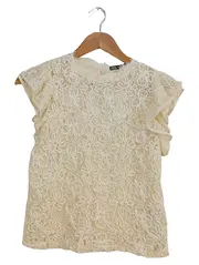 Vorschaubild 1 von Damen Bluse Beige Spitze Rüschen Gr. 38/M Feminin Elegant Romantisch