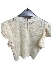 Vorschaubild 2 von Damen Bluse Beige Spitze Rüschen Gr. 38/M Feminin Elegant Romantisch