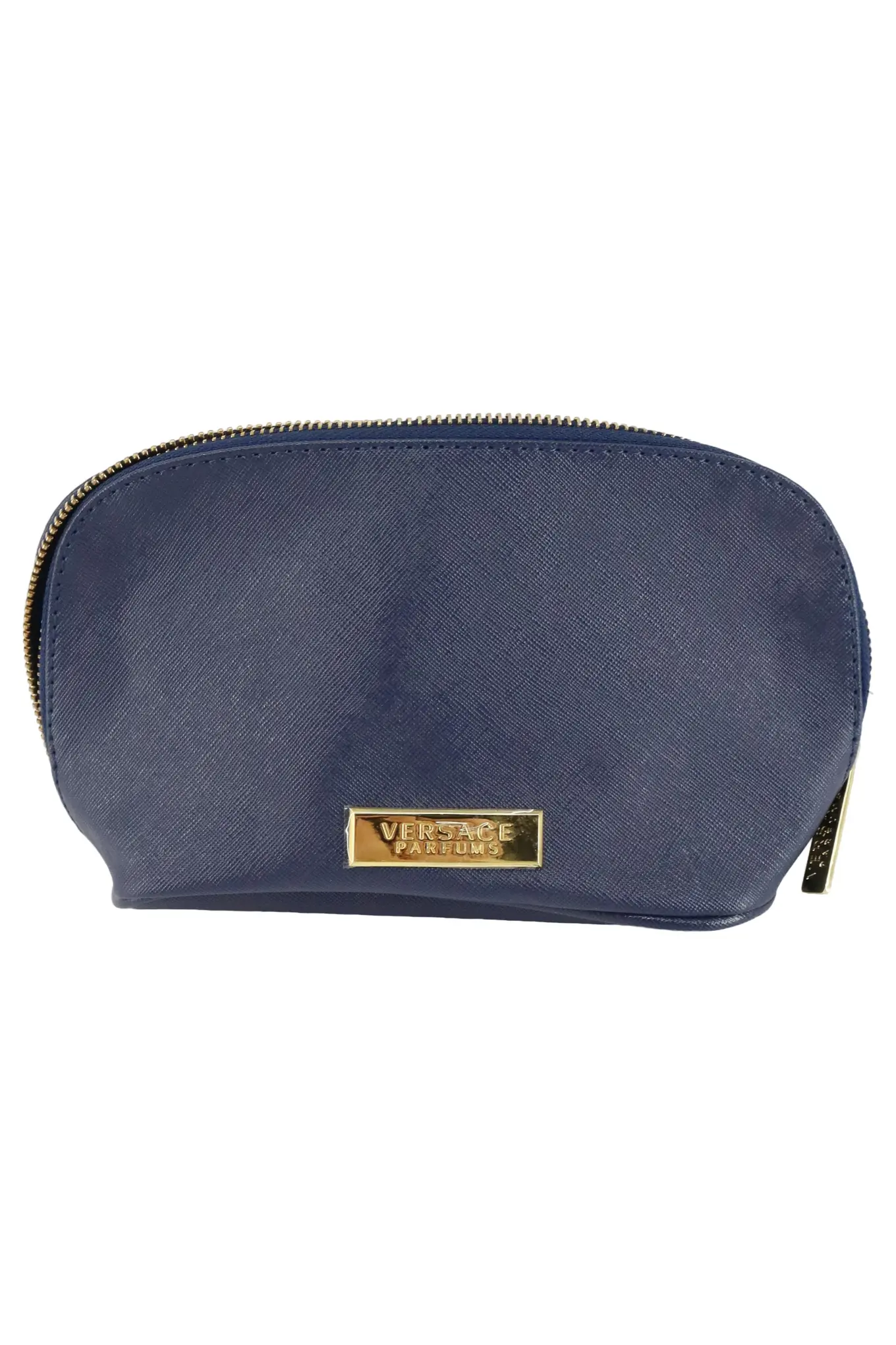 VERSACE Kosmetiktasche Damen Blau Elegant Luxuriös Leder Reißverschluss