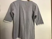 Vorschaubild 2 von Damen Langarmshirt Gr. 40/L Grau Casual mit Bindegürtel
