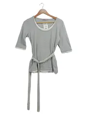 Vorschaubild 1 von Damen Langarmshirt Gr. 40/L Grau Casual mit Bindegürtel