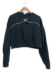 Vorschaubild 1 von Damen Sweatshirt Schwarz Gr. 38/M Sportlich Cropped Logo-Print