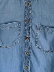 Vorschaubild 4 von Hemdbluse Damen Blau Lyocell Langarm Gr. 36/S Casual Uni