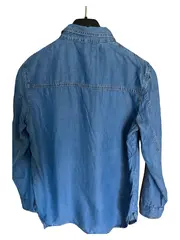 Vorschaubild 3 von Hemdbluse Damen Blau Lyocell Langarm Gr. 36/S Casual Uni