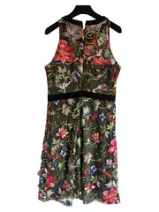 Vorschaubild 2 von Damen Festliches Kleid Gr. 38 M Mehrfarbig Elegant Blumenstickerei