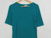 Vorschaubild 2 von Damen T-Shirt Gr. 40/L Petrol Casual Rippstrick Shirt