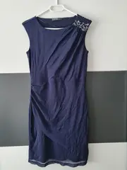 Vorschaubild 3 von Etuikleid Damen Gr. 38/M Blau Elegant Pailletten Festlich