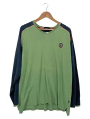Vorschaubild 1 von Langarmshirt Herren XL Grün Navy V-Ausschnitt Baumwolle Casual