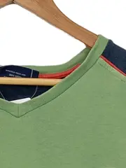 Vorschaubild 3 von Langarmshirt Herren XL Grün Navy V-Ausschnitt Baumwolle Casual