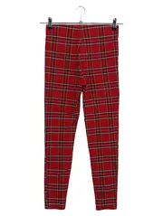 Vorschaubild 2 von Damen Stoffhose Rot Kariert Gr. S (W28/36) Casual Modern Reißverschluss