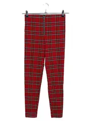 Vorschaubild 1 von Damen Stoffhose Rot Kariert Gr. S (W28/36) Casual Modern Reißverschluss