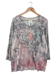 Vorschaubild 1 von Damen Langarmshirt Abstrakt Glitzer Grau UNI 3/4 Arm