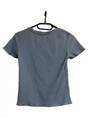 Vorschaubild 2 von Damen T-Shirt Rippstrick Basic Casual Blau Gr. 34/XS