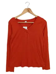 Vorschaubild 1 von Damen Langarmshirt Gr. 38 Orange V-Ausschnitt Casual Shirt