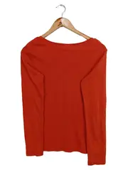 Vorschaubild 3 von Damen Langarmshirt Gr. 38 Orange V-Ausschnitt Casual Shirt