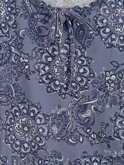 Vorschaubild 2 von Damen Bluse Gr. 44 Blau Florales Muster Casual Kurzarm