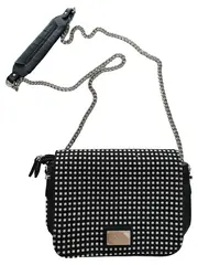 Vorschaubild 2 von Damen Clutch Umhängetasche Karomuster Schwarz Weiß Kettengurt Modern