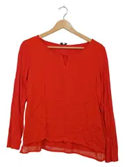 Vorschaubild 1 von Damen Langarmshirt Rot Gr. S Viskose Casual Cut-Outs