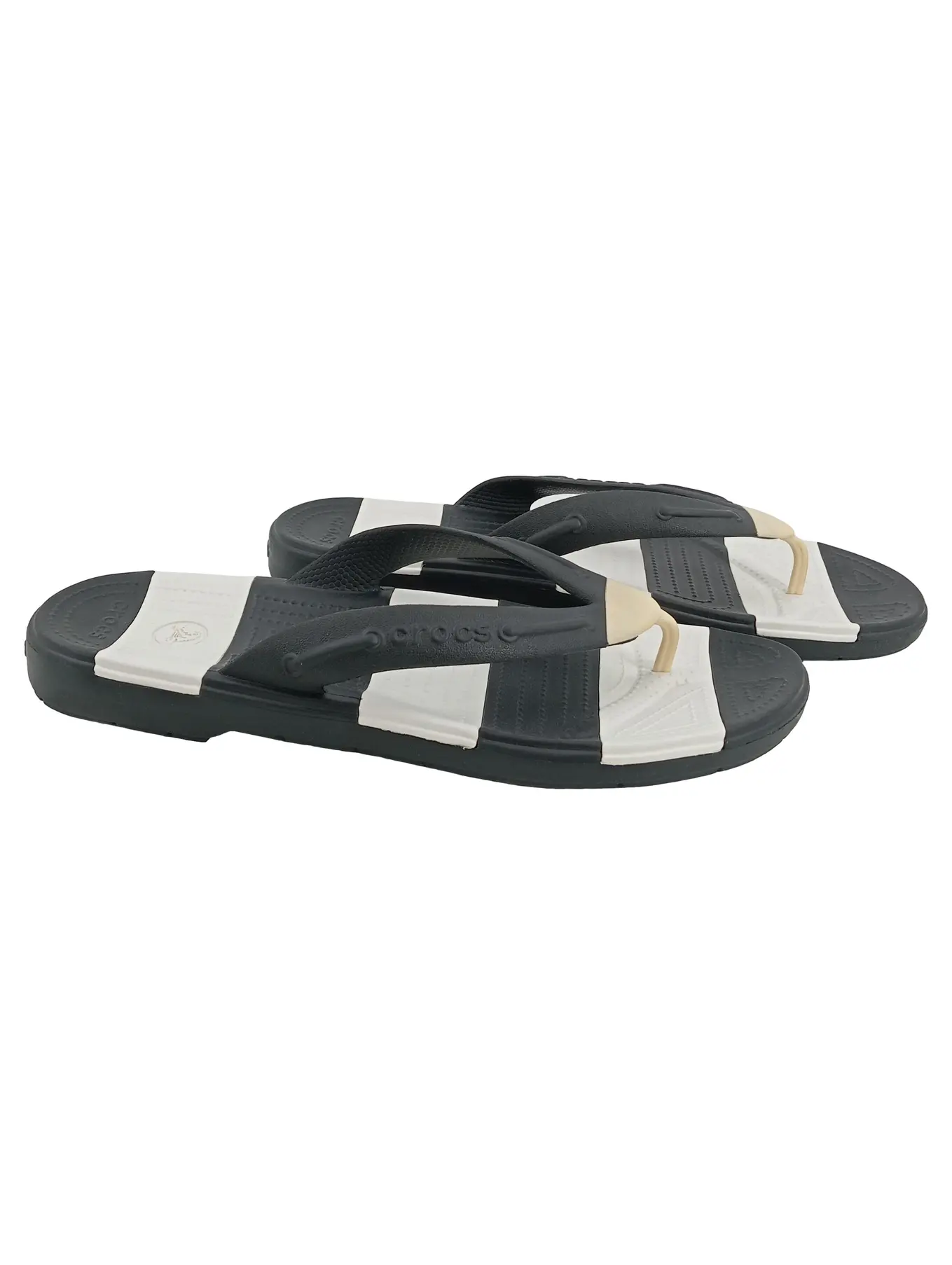 CROCS Zehentrenner Herren Sandalen Gr. 45 Mehrfarbig Schwarz Weiß Casual