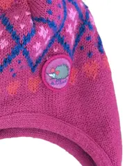Vorschaubild 2 von Kinder Mütze Strickmütze Bommel Ohrenklappen Pink Norweger