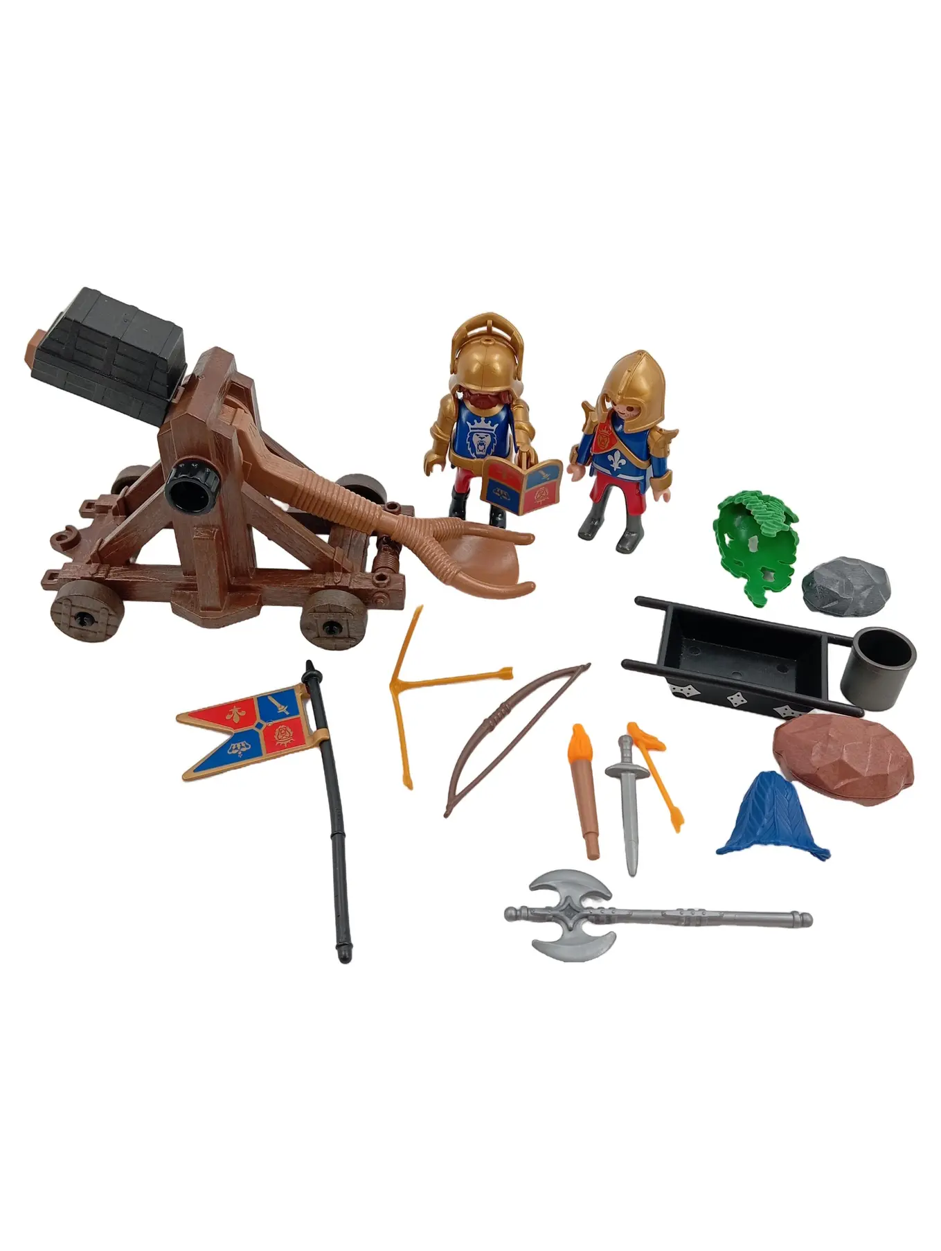 PLAYMOBIL Ritter Katapult Set Spielfiguren Mittelalter Braun Komplett
