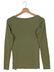 Vorschaubild 2 von Damen Langarmshirt Gr. 32/XXS Grün Klassisch Casual Basic Shirt