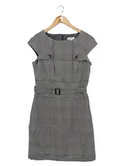 Vorschaubild 1 von Damen Etuikleid Gr. 38/M Grau Kariert Business Elegant