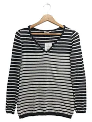 Vorschaubild 1 von Damen Pullover Gr. 36/S Schwarz Gestreift Klassisch Langarm