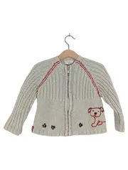 Vorschaubild 1 von Strickjacke Kinder Mädchen Gr. 92 Beige mit Bären-Applikation
