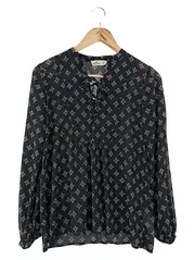 Vorschaubild 1 von Damen Bluse Langarm Floral Schwarz Gr. 34/XS Rüschen