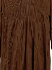 Vorschaubild 2 von Damen Freizeitkleid Braun Gr. 38;M Casual mit Falten Langarm