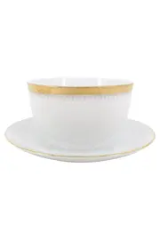 Vorschaubild 1 von Suppentasse mit Untertasse Weiß Gold Grafisch Porzellan Elegant