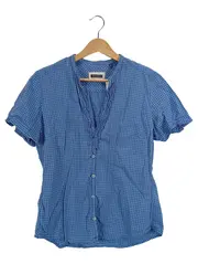Vorschaubild 1 von Damen Bluse Gr. 36 Blau Kariert Kurzarm Baumwolle