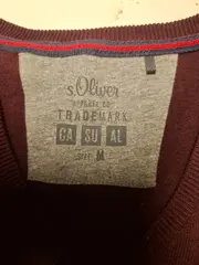 Vorschaubild 3 von Herren Pullover Gr. 48 M Rot V-Ausschnitt Casual Baumwolle