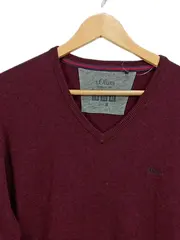 Vorschaubild 2 von Herren Pullover Gr. 48 M Rot V-Ausschnitt Casual Baumwolle