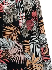 Vorschaubild 3 von Damen Faltenrock Gr. 40;L Tropisches Muster Midirock Mehrfarbig Casual