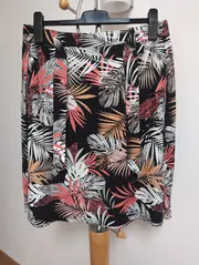 Vorschaubild 6 von Damen Faltenrock Gr. 40;L Tropisches Muster Midirock Mehrfarbig Casual