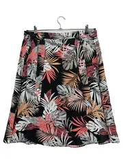 Vorschaubild 1 von Damen Faltenrock Gr. 40;L Tropisches Muster Midirock Mehrfarbig Casual