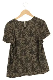 Vorschaubild 2 von WOMEN Bluse Damen Gr. 42 XL Oliv Blumenmuster Kurzarm Casual