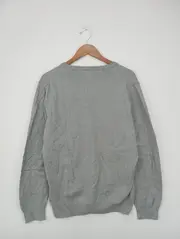 Vorschaubild 3 von Herren Pullover V-Ausschnitt Grau Gr. 48/M Baumwolle Basic Casual