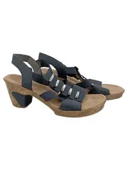 Vorschaubild 2 von Damen Sandalen Sandaletten Schwarz Gr. 40 Blockabsatz 9 cm Sommer Schuhe